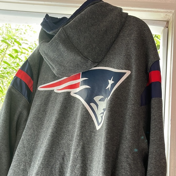 Navy/Heathered Charcoal New England Patriots Fast Pace Reversible Full-Zip - Picture 8 of 15